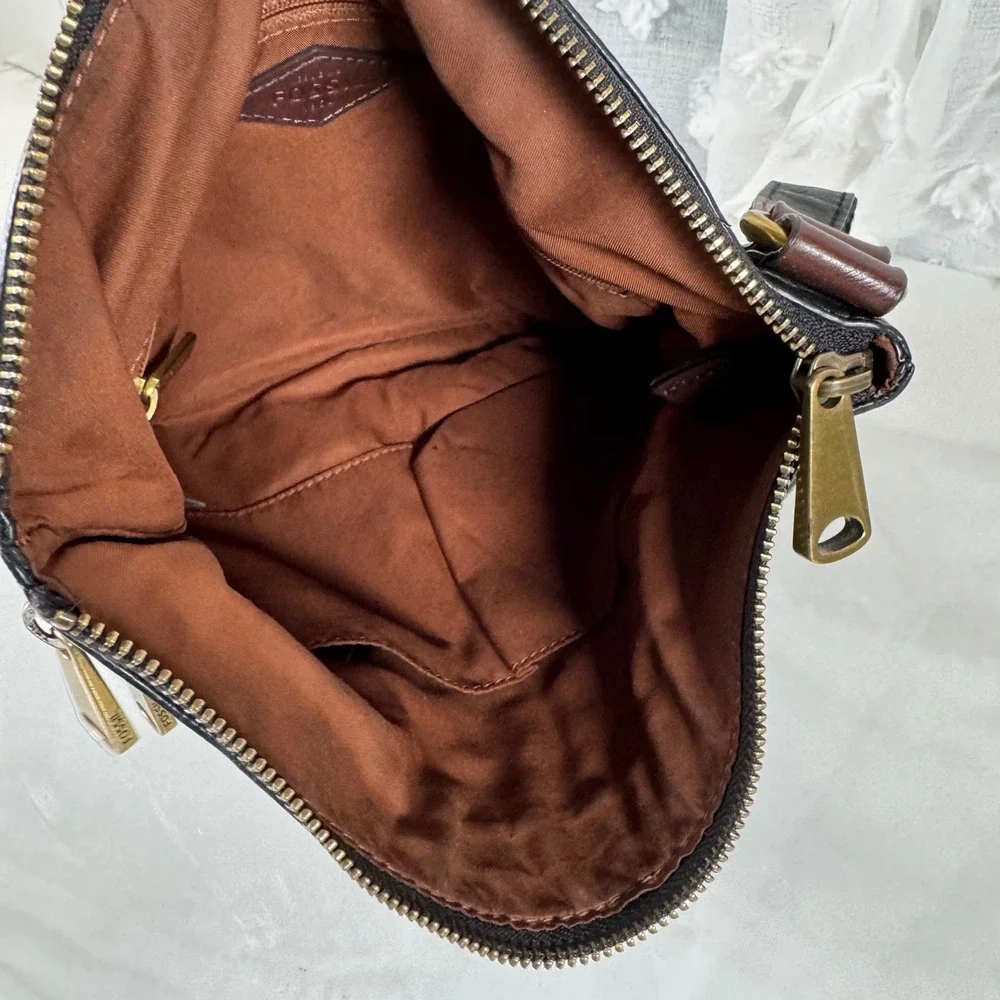 Fossil Black Leather‎ Crossbody Bag Purse Adjustable Strap Neutral Casual